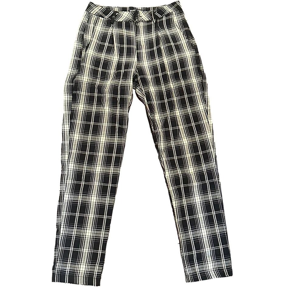 Brandy Melville Black & White Plaid Trousers, One Size-Fits Small